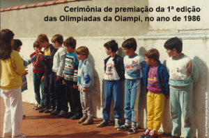 Cerimônia de premiação da 1ª edição Olimpiadas da Oiampi em 1986