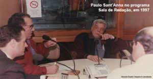 Paulo Sant'Anna no programa Sala de Redação em 1997 - Foto Ricardo Duarte-Arquivo O Jornalecão